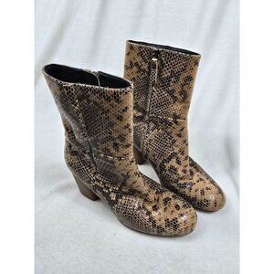 Seychelles Wild Ride Size 7.5 Python Pattern Ankle Boots Side Zipper Chunky Heel